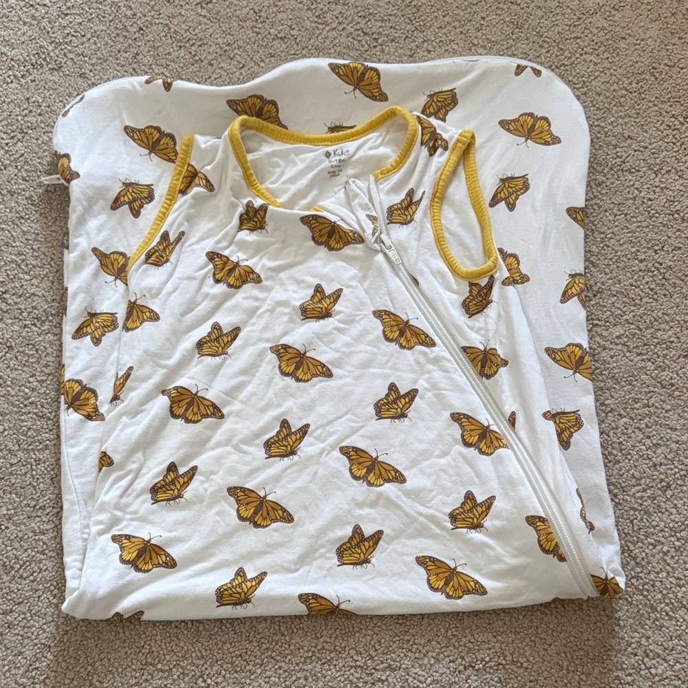 Kyte BABY White Sleep Sack with Yellow Butterfly Print